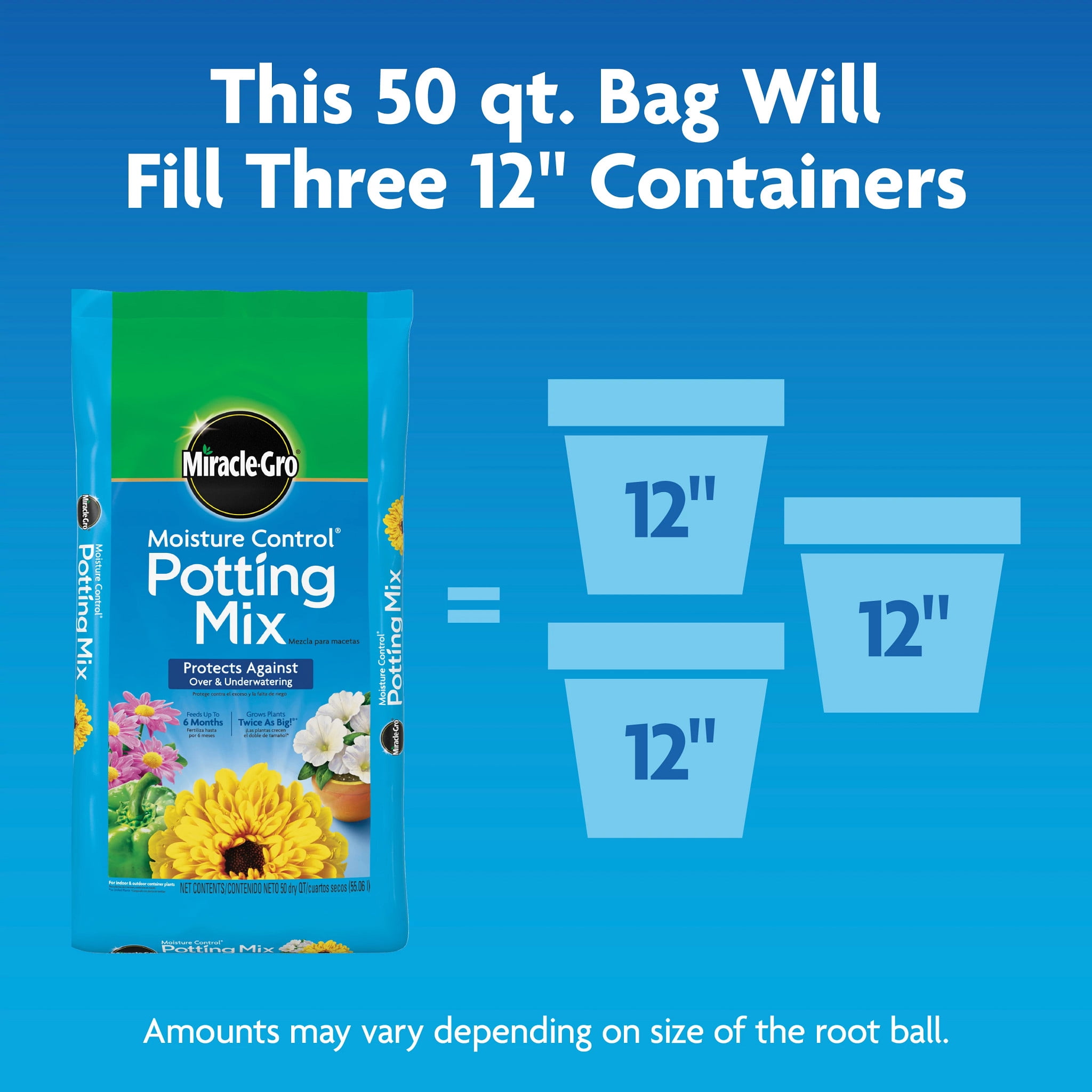 Miracle-Gro Moisture Control Potting Mix Bulk Soil Pallet, For Container Plants, 1,950 qt.