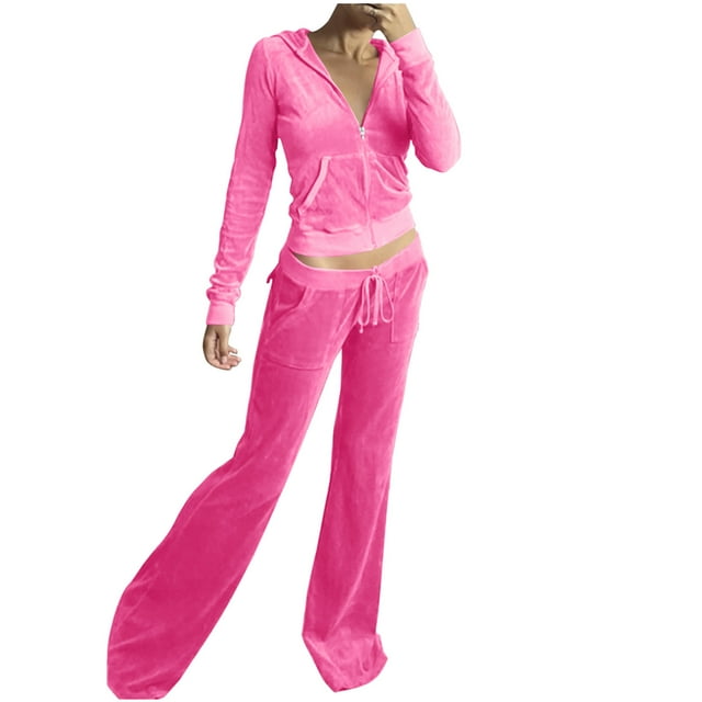 Bowake Womens Velour Tracksuit 2 Pieces Outfits Zip up Hoodies Sweatshirt and Drawstring Pants Sets Sweatsuits with Pockets