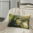 thumbnail image 5 of Gukieu Deep Forest Stone Green Dragon Print Plush Pillow Cover, Hidden Zipper Pillow Protector without Pillow Core, Suitable for Bedroom, Office, Car Decoration-14"x20", 5 of 6