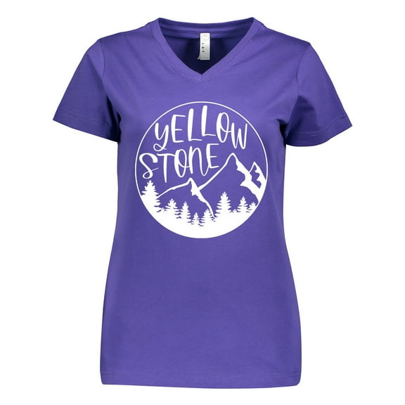 Inktastic Yellowstone National Park- Mountains Women's V-Neck T-Shirt