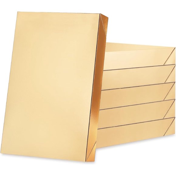 HAPPY POTATO 6 Gift Boxes with Lids 11x8.5x1.5 Inches Gold Shirt Boxes Gift Boxes for Clothes Gift Wrap Boxes (Grain Texture Gold)
