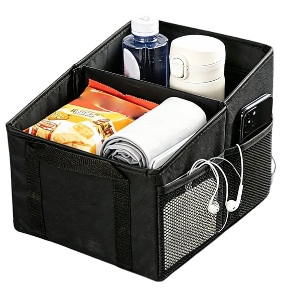 Foldable Car Seat Organizer with Large Capacity Storage Box, Universal Auto Interior Storage Bin for Front Seat Gap, Multi-Function Vehicle Organizer for SUV, Truck and Cars