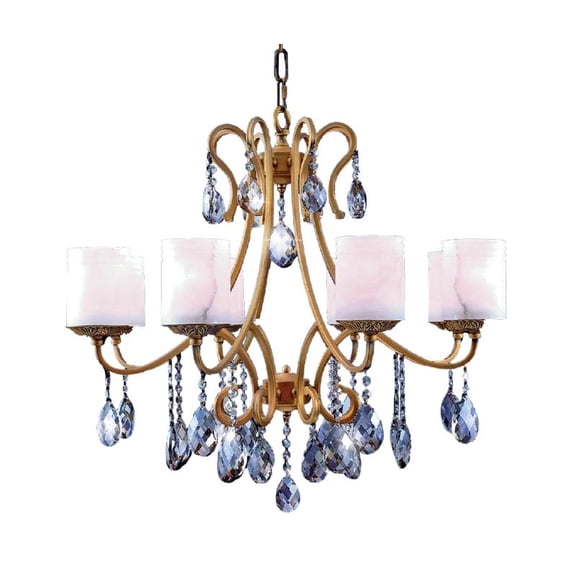 Artistry Lighting Wrought Iron Collection 30"x27" Antique Gold 8-Light Hanging Crystal Chandelier