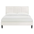 thumbnail image 4 of Platform Bed Frame, Tufted, King, White, Velvet, Mid Century Bedroom, Modern Contemporary Boutique HB35648, 4 of 8