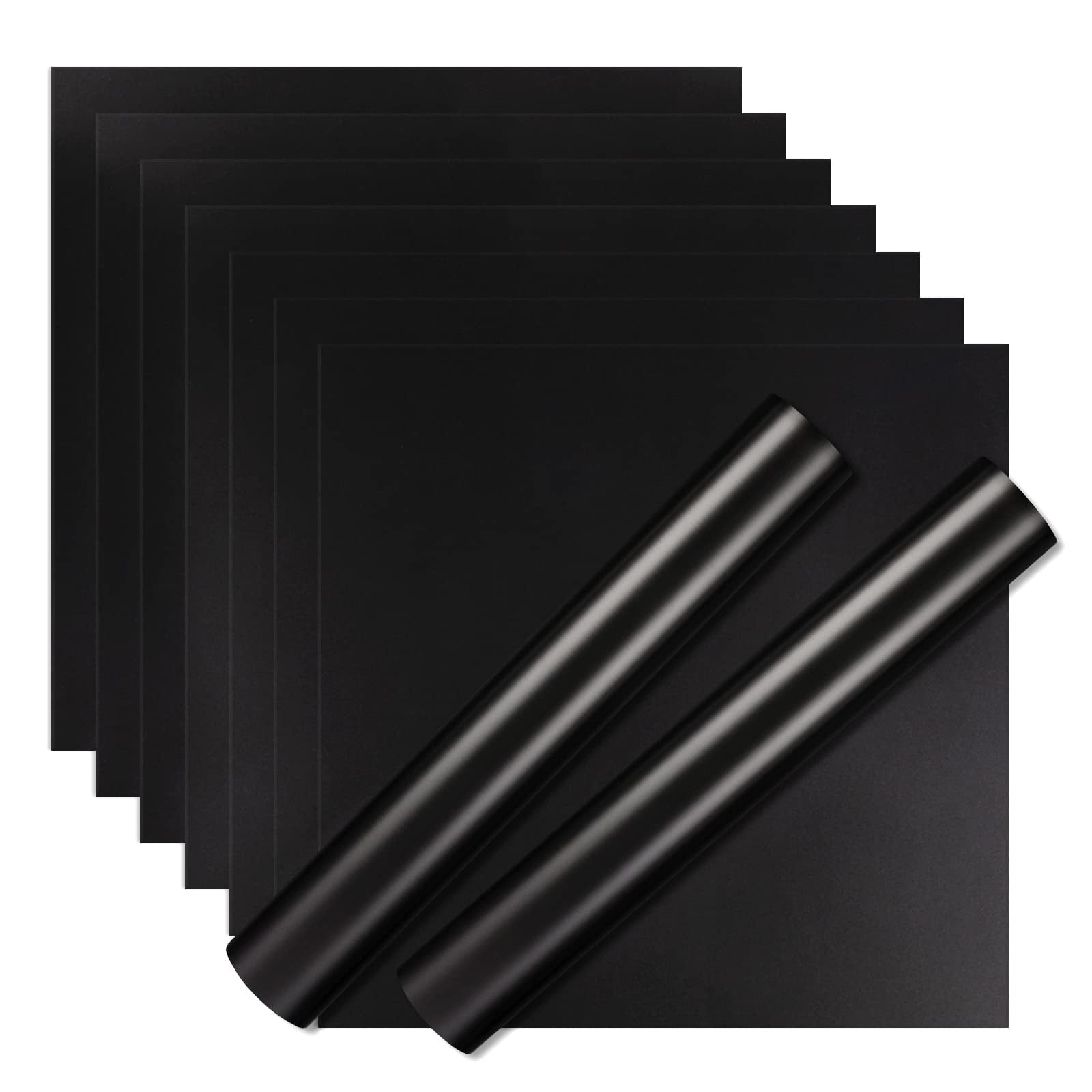 Black Metallic Vinyl Permanent, 9 PCS 12"x12" Black Matte Metallic Permanent Vinyl Sheets