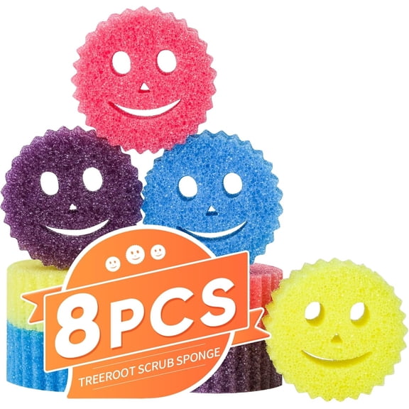 8 Colorful Smile Scrub Sponges, Temperature Controlled Sponges Kitchen, Bulk Dish Sponge Cleaning, Multi Functional Cleaning Sponge Kitchen, Bathroom, Floor