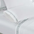 thumbnail image 5 of BNM Greek Key Embroidered Cotton Bed Sheet Set, Twin, White/Silver, 5 of 8