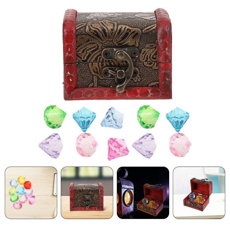 NUOLUX 1 Set Pirate Treasure Chest with Gemstones Treasure Box Children  Plaything