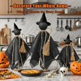 thumbnail image 4 of 3-Piece Dark Primitive Halloween Ghost Decor Set, Vintage Standing Ghosts on Wooden Base with Witch Hats, Spooky Indoor Table Centerpiece & Mantel Decoration, 4 of 9