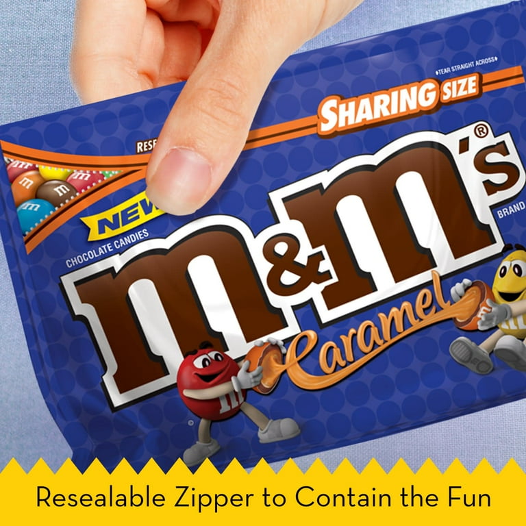 3 pack) M&M's Caramel Milk Chocolate Candy, Sharing Size - 9.05 oz