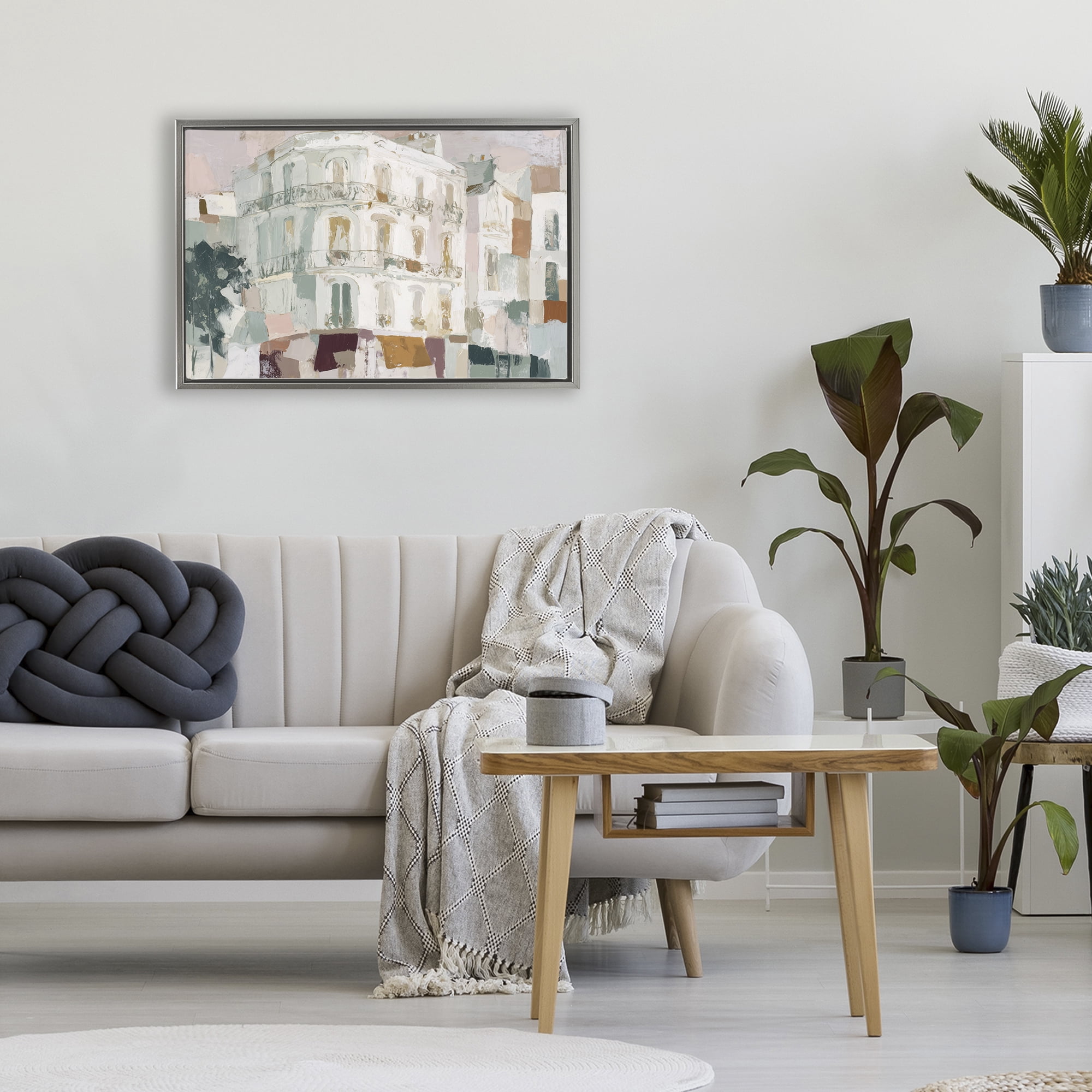 Stupell Industries Barcelona Street Corner Gray Framed Floater Canvas Wall Art, design by Chromatic Storm Studio
