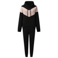 thumbnail image 4 of Women Winter Stitching Color Tracksuit Long Sleeve Hoodies Loose Trousers Suit Two Piece Set Clothing Snow Pants Womens Tall Pant Suit Women Dressy Petite Stylish Jumpsuits for Women Pantsuit for, 4 of 6