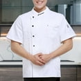 thumbnail image 3 of sunsanly Chef Top Patch Pocket Single-breasted Stand Collar Buttons Short Sleeves Catering Restaurant Unisex Plus Size Chef Uniform Cooking Clothes, 3 of 8