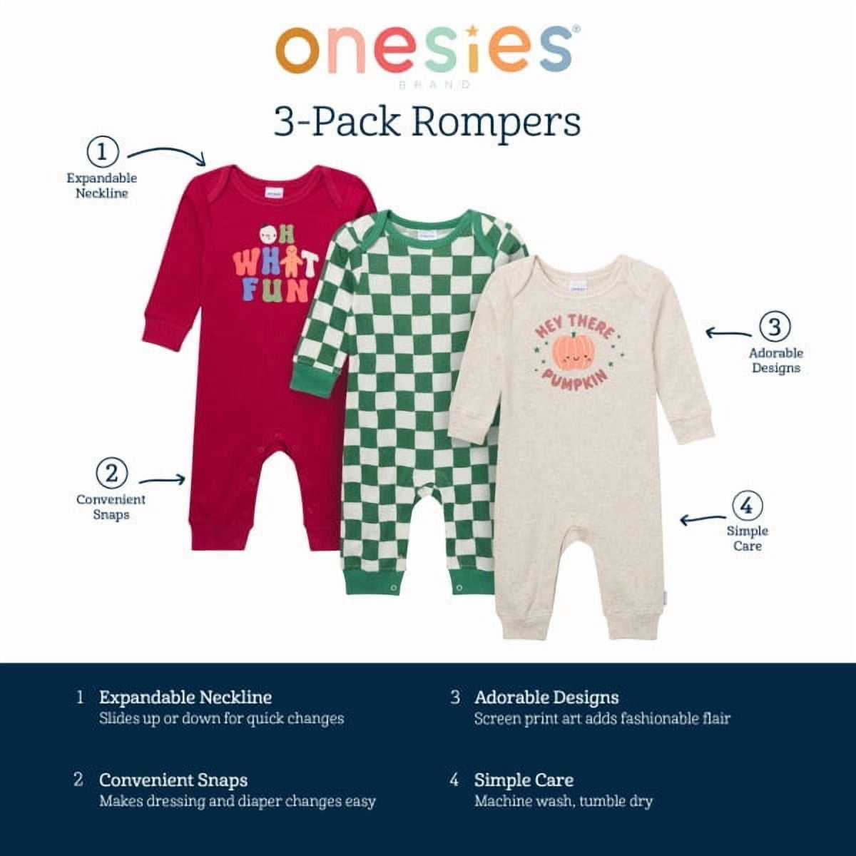 Baby Neutral Onesies Brand 3-Pack Footless Pajama Set