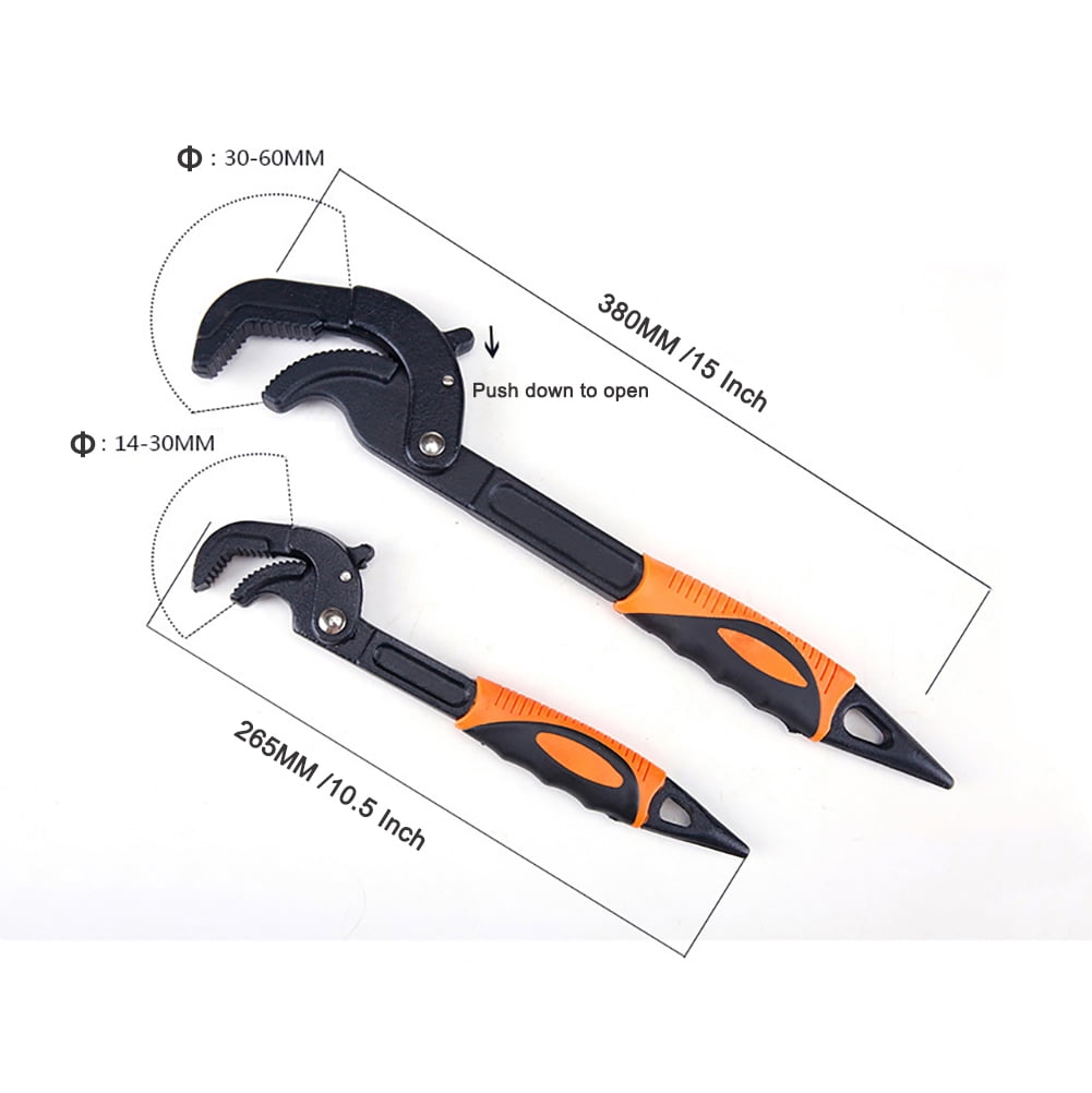 LEJOSTOL Multi-function Magic Wrench Universal Adjustable Wrenches, 2-Piece Pipe Wrench Set 10.5 and 15-Inch with Storage Bag