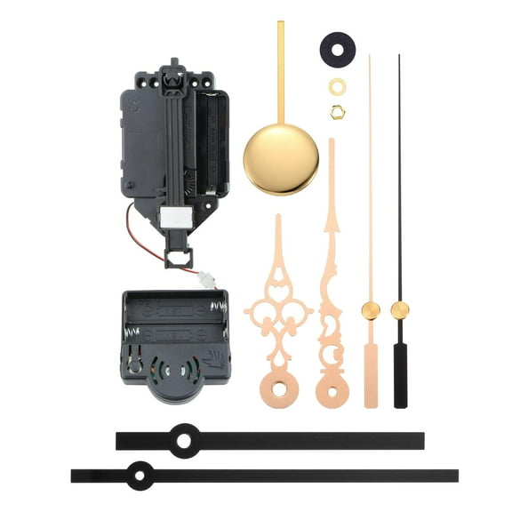 Pendulum Clock Movement Kits DIY Replacement Movement Shaft, Music Box with 2 Pairs Hands & Pendulum