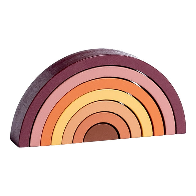 Wooden Rainbow Stacker, Arch Wooden Stacker Puzzle Colorful Large Arch Stacking Toy Educational Stacking Toy for Toddlers