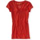 thumbnail image 1 of Aeropostale - Camiseta gráfica con cuello en V para mujer Bulldog, naranja, extra pequeña, 1 of 1