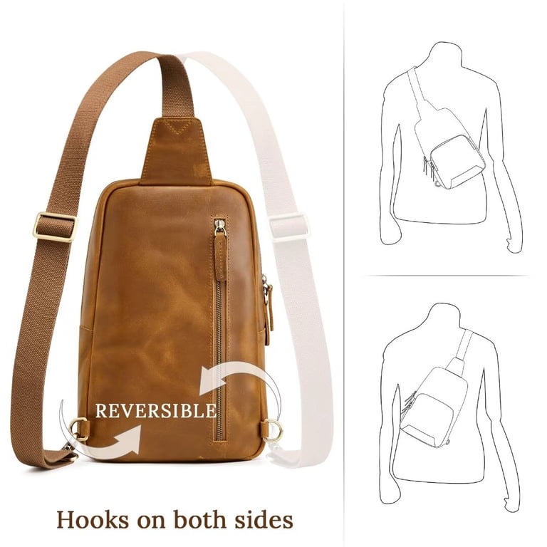 Genuine Leather RFID Blocking Crossbody Backpack Sling Bag Daypack Sling Bag RFID Cross Body Bag Recycled Crossbody Backpack  main image 4
