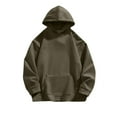 thumbnail image 2 of Suede Hoodie Men Casual Athletic Hooded Sweatshirts Early Fall Fashion Pullover Tops Classic Plain Jumper with Pocket, 2 of 4