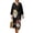 Crane Moon Peony, variant on Tiger Ink Pattern Linen-Look Dresses for Women 2026 V Neck Long Sleeve Summer Dress Casual Swing Dress