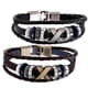 thumbnail image 1 of 2 pulseras trenzadas de cuero sintético con cierre de aleación, cuentas de cuerda y dijes. Marrón, 1 of 9