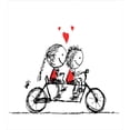 thumbnail image 3 of Bicycle Duvet Cover Set, Love Couple Cycling Together Soul Mates Valentines Sketchy Print, Decorative 3 Piece Bedding Set with 2 Pillow Shams, Calking Size, Black White Scarlet, by Ambesonne, 3 of 3