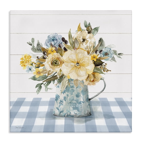 Stupell Industries French Country Country Blooms on Plaid Canvas Art, 24 x 24, by Carol Robinson
