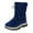 Blue, variant on Otqutp Baby Solid Color Boots Fashion Winter Snow Boots for Boys Girls Thick Soles Non Slip and Water-proof Upper Mid Calf Boots Side Zipper Solid Color Snow Print Warm(Black,7-8 Years)