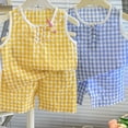 thumbnail image 4 of XXWXYD Toddler Girl Plaid Floral Summer Dress Sleeveless Crew Neck Casual Cotton Dress Soft Comfortable Playwear Two-Tone Pattern Design, 4 of 5