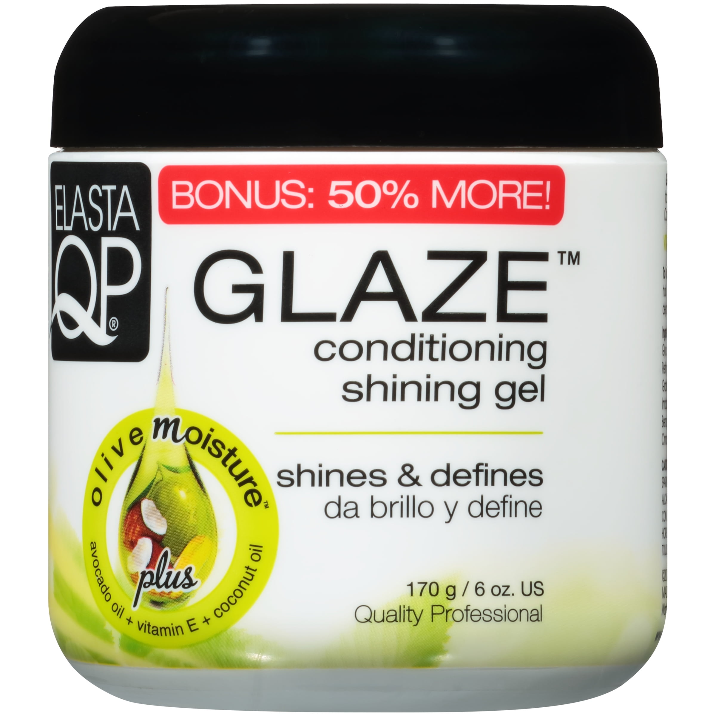 Elasta Glaze Moisturizing Jar Hair Styling Gel, 6 oz
