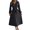 Black, variant on Women's Pleated Tied V-Neck Long Sleeve Dress with Sheer Detail and Stretch 95% Polyester 5% Elastane Fabric Line