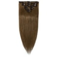thumbnail image 1 of Extensions de Cheveux Humains Remy 100 % à Clip, Cheveux Humains Lisses et Soyeux, 7 Pcs, 15 clips, 1 of 6
