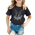 thumbnail image 1 of LUOGENLI T-Shirt pour Filles T-Shirt Mignon de Pâques pour Fille Col Rond Manches Courtes T-Shirt Décontracté Haut Maxi Chemises avec Shorts pour Filles Noir 2-3 Ans, 1 of 3