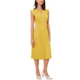 thumbnail image 2 of Vestido sin mangas Allegra K para mujer, vestido midi con cuello en V, botones y plisado en color jengibre, 2 of 6