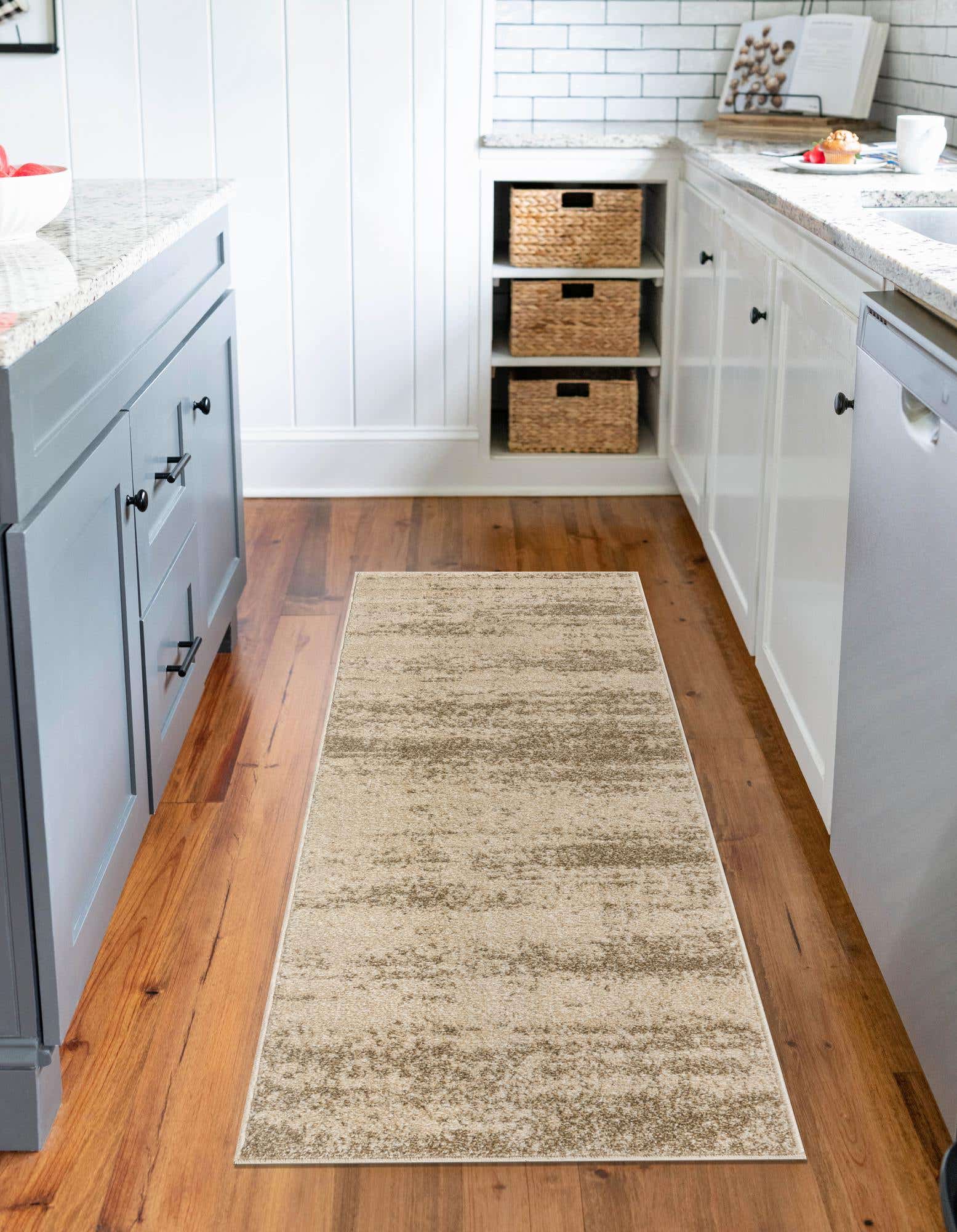 Rugs.com Angelica Collection Rug – 8 Ft Runner Bone Beige Medium Rug Perfect For Hallways, Entryways