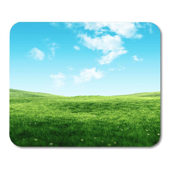 POGLIP Nature Sky and Grass Fresh Green Fields Under The Blue in Spring Clear Clouds Mousepad Mouse Pad Mouse Mat 9x10 inch