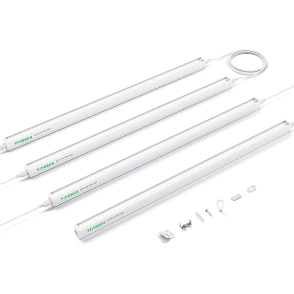 VIVOSUN 2ft Grow Lights for Indoor Plants Full Spectrum, LED Plant Lights 60W(4 X 15W), T5 Grow Light Strip for Seed Starting, Greenhouse, Hydroponics, SGS Compatible, Linkable, 5000K, 4-Pack