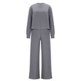 thumbnail image 3 of FAIWAD Two Piece Sets for Women Ribbed Knit Tops and Wide Leg Pants Casual Comfy Home Outfits Loungewear, 3 of 9