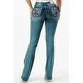 thumbnail image 3 of Grace in LA Women's Western Horseshoe & Horse Embroidered Bootcut Stretch Jeans (32, Blue Stonewashed), 3 of 3