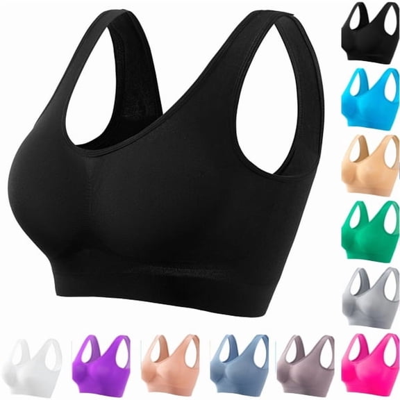 Women's Plus Size Bras, Sports Bras for Women Full Coverage Wirefree Workout Bras Full Support Everyday Bra,Black,5XL
