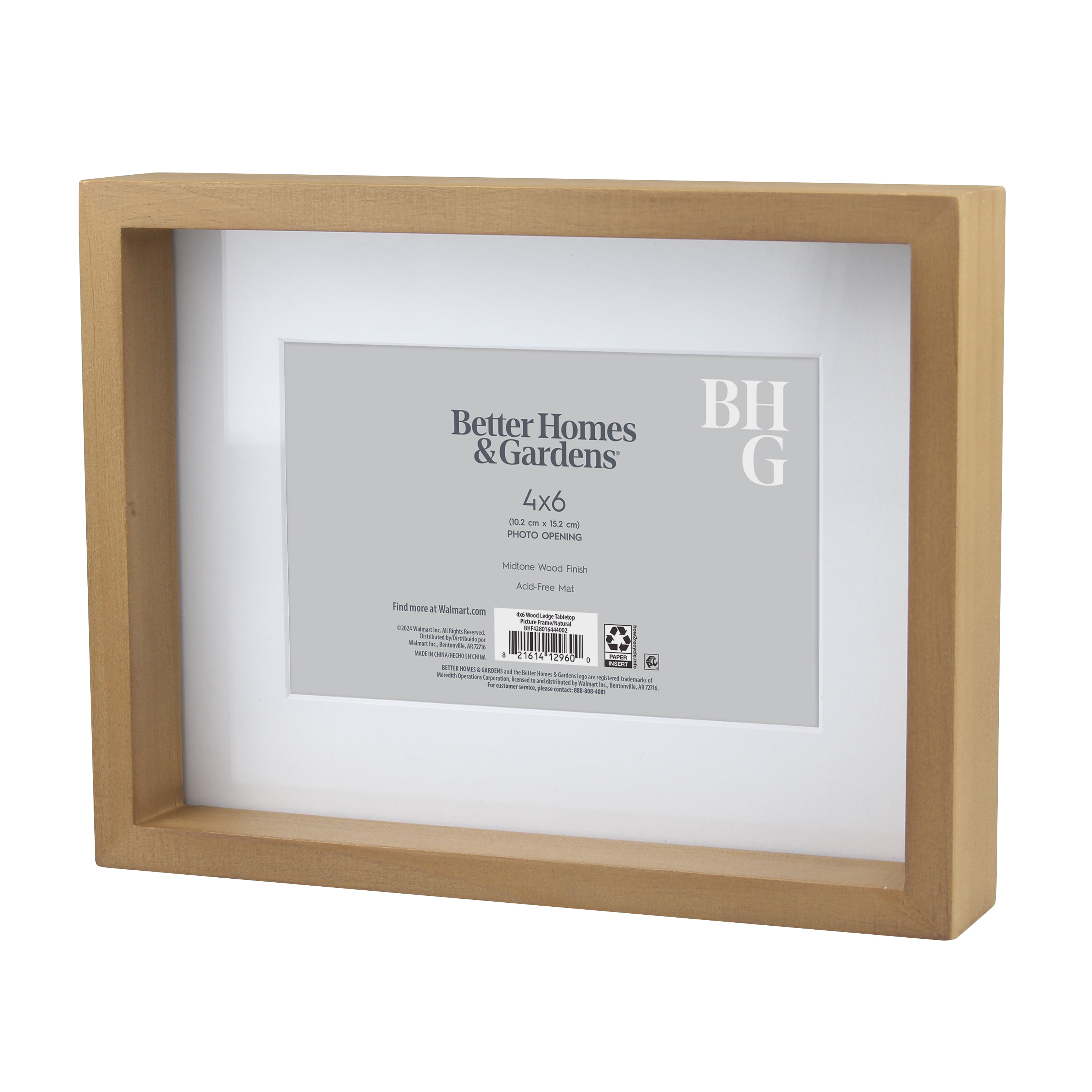 BHG 4 x 6 Wood Ledge Tabletop Picutre Frame