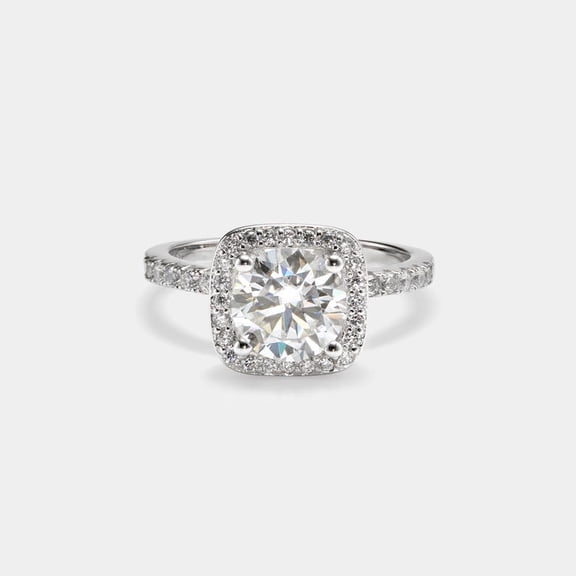 2Ct Round Cut Lab Created Diamond Halo Engagement Ring 14K White Gold Plated