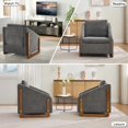 thumbnail image 6 of iooHug Mid-Century Chenille Upholstered Accent Chair, 250lbs Arm Chair with Wooden Frame for Living Room, Bedroom（Gray）, 6 of 7