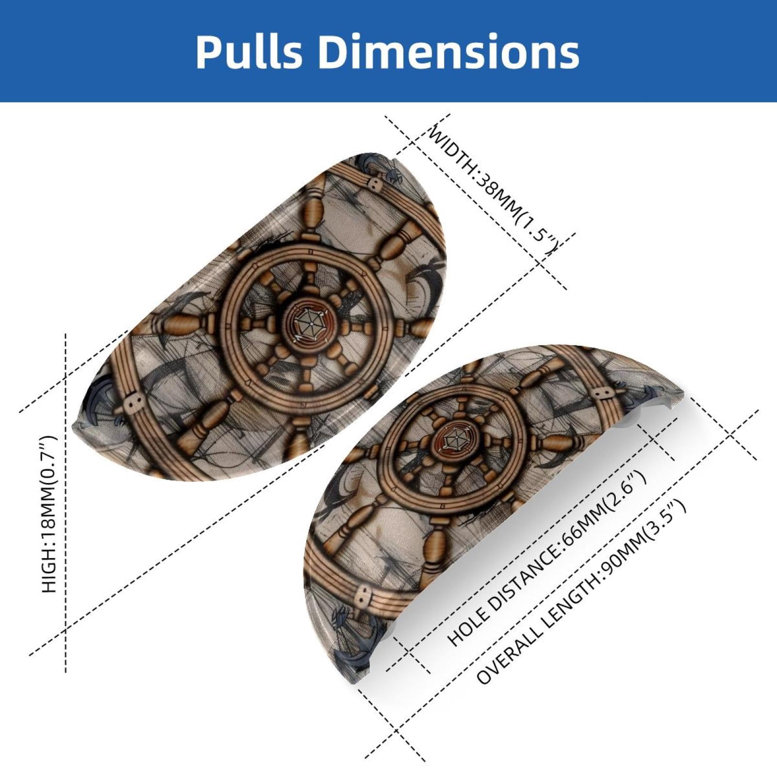 PhooArto 6 Pcs Cup Drawer Pulls, Vintage Anchors Steering Wheels Shell Shape Handles Cabinet Knobs for Dresser Cupboard Closet Wardrobe with Screws