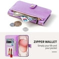 thumbnail image 2 of Case for iPhone 17 Pro Max Wallet Accessories PU Cell Cover with Bling Glitter Zipper Flip Credit Card Holder iPhone 17  Women, 2 of 6