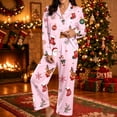 thumbnail image 2 of Womens Christmas Pajama Set Long Sleeve Collared Top and Pants Festive Holiday Sleepwear Cozy Loungewear for Home and Nights, 2 of 5