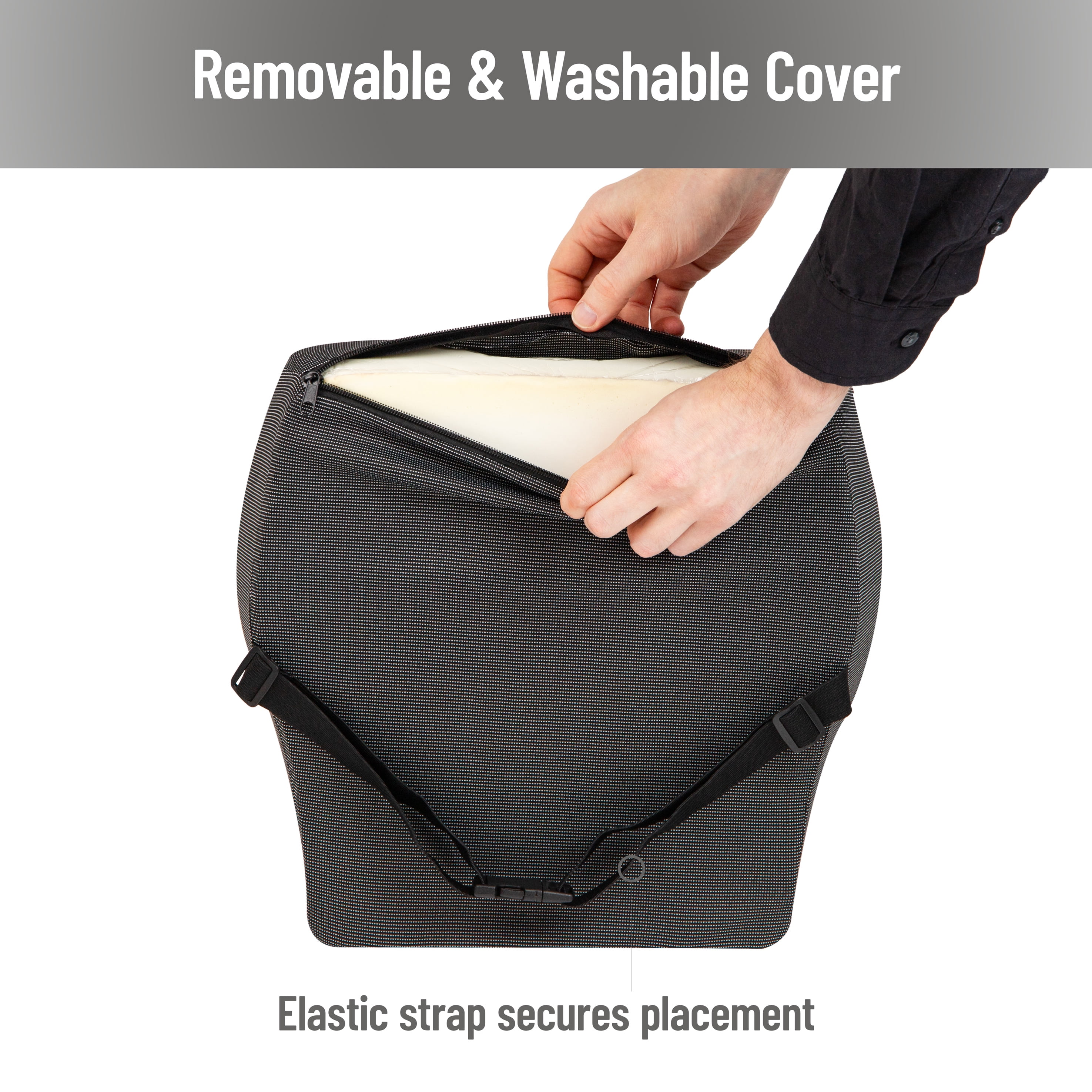 Mind Reader Lumbar Support Cushion for Office Chair, Memory Foam and Cooling Gel Core, Black