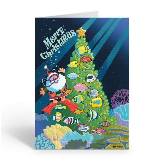 Stonehouse Collection Scuba Santa and Coral Tree Christmas Card - 70009