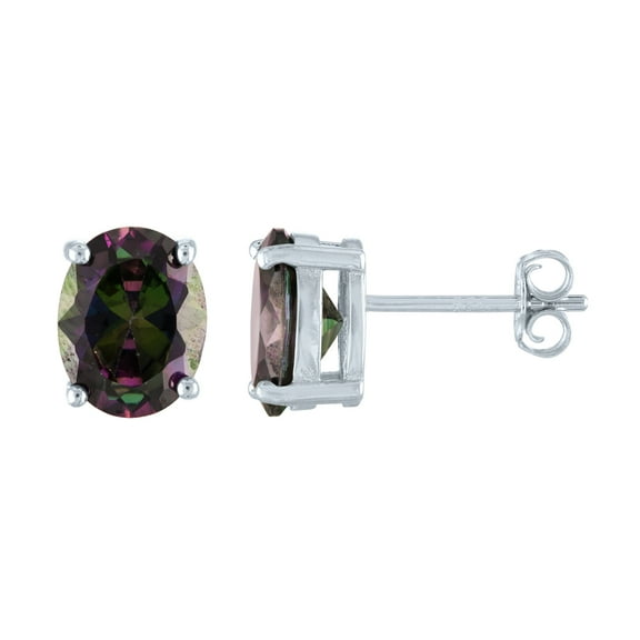 Ladies Brilliance Fine Jewelry Simulated Mystic Topaz and CZ Sterling Silver Earrings